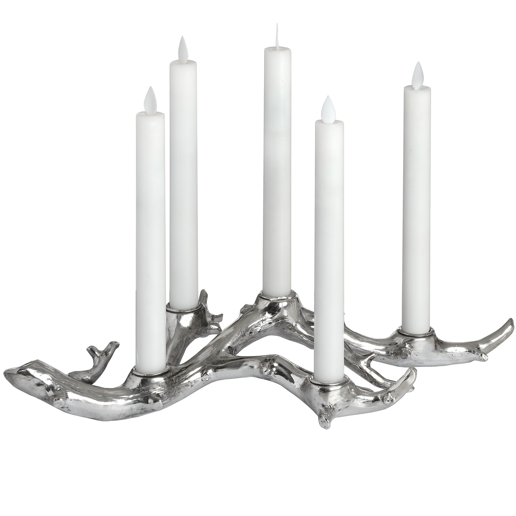 Large Branch Candle Holder in Brushed Silver From Hill Interiors