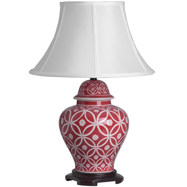Athos White On Red Patterned Ceramic Table Lamp (1250) Ceramic Lamps