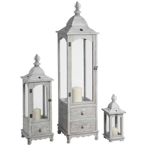Set Of Three Standing Lanterns With Drawers From Hill Interiors