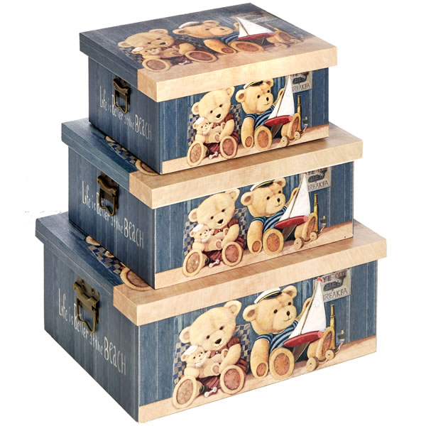 Set of 3 teddy bear boxes From Hill Interiors