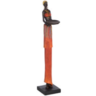  Beautiful  Tall  African  Figurine  In  Fire  Red