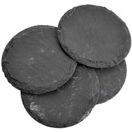  Set  Of  4  Slate  Effect  Round  Coasters