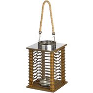  Wooden  Lantern  With  Rope  Handle