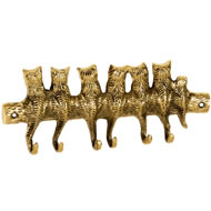 SOLID BRASS CAT KEY HOOKS
