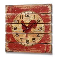  Red  Wooden  Cockeral  Clock