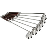 SET OF 6 CHROME SNUFFERS WOOD HANDLE
