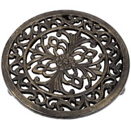  Cast  Iron  Round  Trivet  In  Brown  Finish    Sale