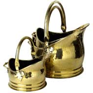 SET 3 BRASS COAL BUCKETS