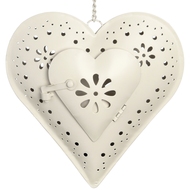  Cream  Hanging  Heart  Tea  Light  Holder