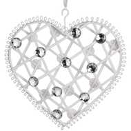  Large  White  Diamante  Hanging  Heart