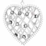  Medium  White  Diamante  Hanging  Heart