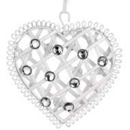  Small  White  Diamante  Hanging  Heart