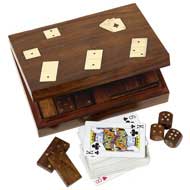 WOODEN BOX - CARDS, DICE & DOMINOS SPECIAL OFFER