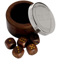ROUND WOODEN DICE BOX WITH SS LID