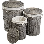  Set  Of  3  Round  Linen  Baskets