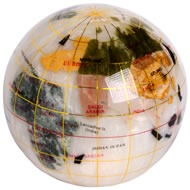 Gemstone  Globe  Paperweight  In  Mother  Of  Pearl