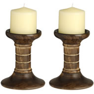 PAIR OF WOODEN CANDLE STANDS