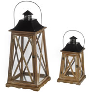 SET OF 2 SQ WOODEN LANTERNS XX