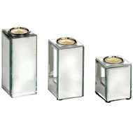  Set  3  Mirrored  Candle  Holders