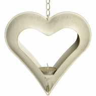  Hanging  Metal  Heart  In  Cream  Finish