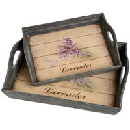  Pair  Of  Lavender  Wooden  Trays  With  Handles