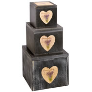  Set  Of  3  Square  Wooden  Lavender  Pattern  Boxes    Xx  Sale  Xx