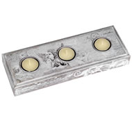  Cherub  Pattern  Painted  Wooden  Triple  Tea  Light  Holder