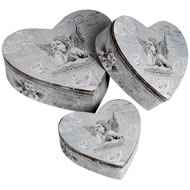  Three  Heart  Shaped  Cherub  Pattern  Storage  Boxes