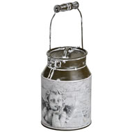  Cherub  Pattern  Old  Style  Tin  Hanging  Milk  Churn