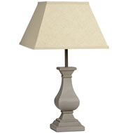  Sophia  Solid  Wood  Heavy  Based  Lamp  In  Stone  Colour  Sq  Shade