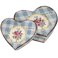  Vintage  Rose  Set  Of  2  Heart  Boxes