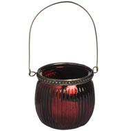 HANGING RUBY GLASS TEALIGHT HOLDER