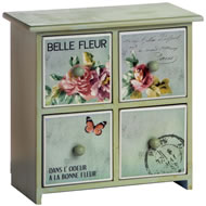 4 DRAWER FLORAL MINI CHEST/TILES