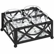  4  Glass  Tea  Light  Holders  In  Metal