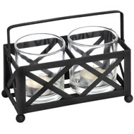  2  Glass  Tea  Light  Holders  In  Metal