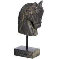  Antique  Grey  Horse  Head  On  Base