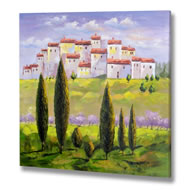  Handpainted  Town  On  A  Hill  Canvas