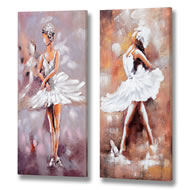  Handpainted  Pair  Of  Ballerina  Canvas