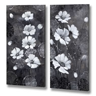  Handpainted  Pair  Of  Flowers  Canvas