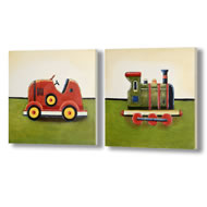 Handpainted  Pair  Of  Kids  Room  Canvas'