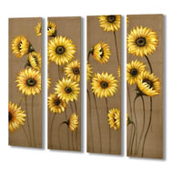  Handpainted  4  Panel  Daisy  Canvas