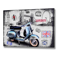  London  Blue  Vespa  Canvas