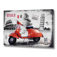  Italy  Red  Vespa  Canvas