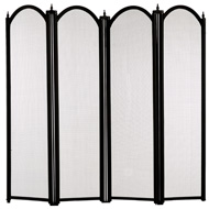 MEDIUM FOUR FOLD FIRE SCREEN IN BLACK SPECIAL OFFER