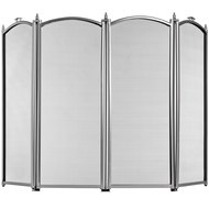 MEDIUM FOUR FOLD FIRE SCREEN BRUSHED STEEL SPECIAL OFFER