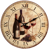 GLASSES OF RED WINE WALL CLOCK