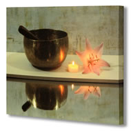 METAL BOWL, FLOWER AND CANDLE CANVAS