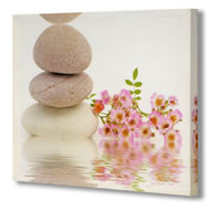 PINK FLOWERS & STACK OF PEBBLES CANVAS   SPECIAL OFFER
