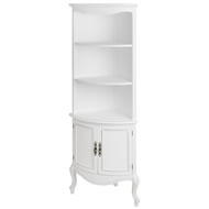  White  Room  Corner  Shelving  Unit  With  Cupboard