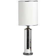 MIRRORED TABLE LAMP WITH CREAM SHADE